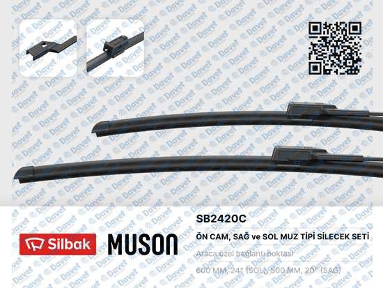 SILBAK SB2420C Silecek Supurgesi Tk 600/500mm (Muz Tipi) A5 07 Hyundai Iix 55 09- Veracruz 06-  ####
